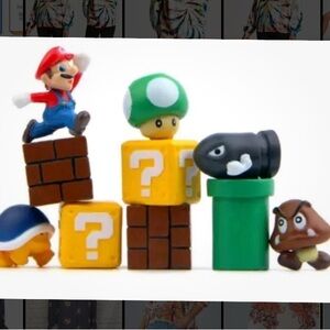 Super Mario Themed Toy Miniatures Figurines Set Of 10, or Cup cake Toppers